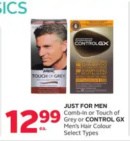 Rexall JUST FOR MEN Comb-In or Touch of Grey or CONTROL GX Men's Hair Colour offer