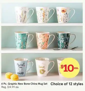 Kitchen Stuff Plus 4 Pc. Graphic New Bone China Mug Set offer