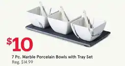 Kitchen Stuff Plus 7 Pc. Marble Porcelain Bowls with Tray Set offer
