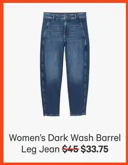 Joe Fresh Women's Dark Wash Barrel Leg Jean offer