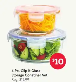 Kitchen Stuff Plus 4 Pc. Clip It Glass Storage Conatiner Set offer