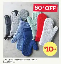 Kitchen Stuff Plus 2 Pc. Colour Splash Silicone Oven Mitt Set offer