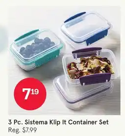 Kitchen Stuff Plus 3 Pc. Sistema Klip It Container Set offer