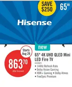 The Brick Hisense 65 U68QF Mini-LED 4K UHD QLED AI TV offer