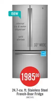 The Brick GE 33 24.7 Cu. Ft. French-Door Refrigerator Fingerprint Stainless Steel - GNE25JYKFS offer