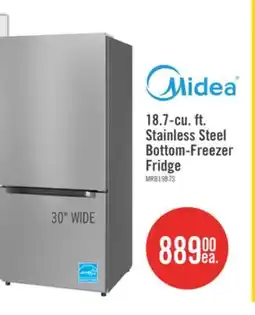 The Brick Midea 18.7 Cu. Ft. Bottom-Freezer Refrigerator - MRB19B7AST offer