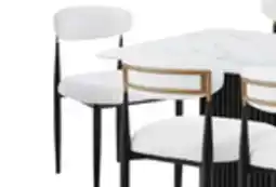 The Brick Kort & Co. Capri Dining Table with Marble-Look Top & Gold Accent, Pedestal Base, 72W - Black/White offer