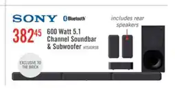 The Brick SONY 5.1 CH Dolby Digital Soundbar with Subwoofer and Wireless Rear Speakers (HTS40R) offer