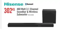 The Brick HISENSE 3.1 CH Dolby Audio DTS Virtual:X Soundbar with Wireless 480W Subwoofer (HS3100) offer
