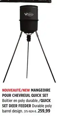 Canadian Tire QUICK SET DEER FEEDER Durable poly barrel design offer