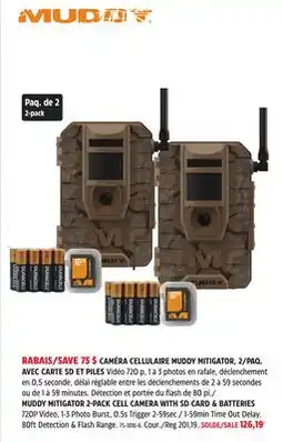 Canadian Tire MUDDY MITIGATOR 2-PACK CELL CAMERA WITH SD CARD & BATTERIES offer