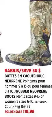 Canadian Tire Huntshield RUBBER NEOPRENE BOOTSMen's offer