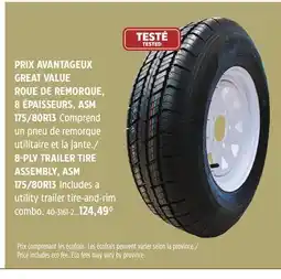 Canadian Tire 8-PLY TRAILER TIRE ASSEMBLY, ASM 175/ 80R13 offer