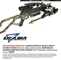 Canadian Tire Excalibur MICRO MAG 340 CROSSBOW COMBO WITH SCOPE & ARROWS offer