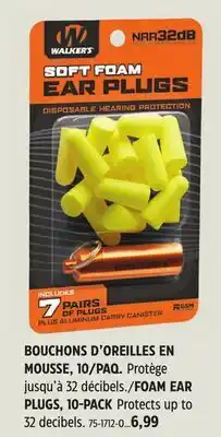 Canadian Tire FOAM EAR PLUGS, 10-PACKProtects up to 32 decibels offer