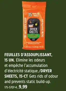 Canadian Tire DRYER SHEETS, 15-CT offer