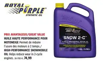 Canadian Tire Royal Purple HIGH-PERFORMANCE SNOWMOBILE OIL offer