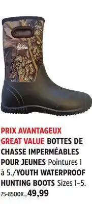 Canadian Tire YOUTH WATERPROOF HUNTING BOOTS YUKON GEAR offer