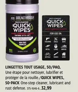 Canadian Tire QUICK WIPES, 50-PACK offer