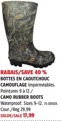 Canadian Tire CAMO RUBBER BOOTS offer