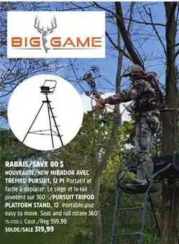 Canadian Tire BIG GAME PURSUIT TRIPOD PLATFORM STAND, 12 offer