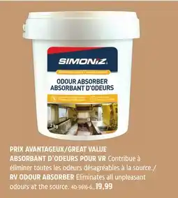 Canadian Tire Simoniz RV ODOUR ABSORBER Eliminates all unpleasant odours at the source offer