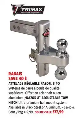 Canadian Tire TRIMAX RAZOR 8˝ ADJUSTABLE TOW HITCH offer