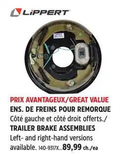 Canadian Tire LIPPERT TRAILER BRAKE ASSEMBLIES offer