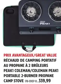 Canadian Tire COLEMAN PEAK1 PORTABLE 2-BURNER PROPANE CAMP STOVE offer