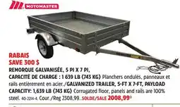 Canadian Tire MOTOMASTER GALVANIZED TRAILER, 5-FT X 7-FT, PAYLOAD CAPACITY offer