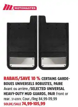 Canadian Tire MOTOMASTER SELECTED UNIVERSAL HEAVY-DUTY MUD GUARDS, PAIR offer