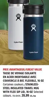 Canadian Tire HYDRO FLASK STAINLESS-STEEL INSULATED TRAVEL MUG WITH FLEX SIP LID offer