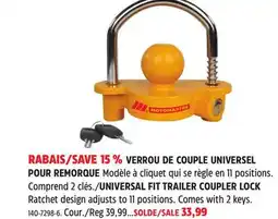 Canadian Tire Motomaster UNIVERSAL FIT TRAILER COUPLER LOCK offer