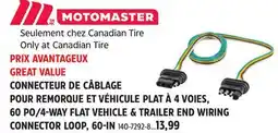Canadian Tire MOTOMASTER 4-WAY FLAT VEHICLE & TRAILER END WIRING CONNECTOR LOOP, GO-IN offer