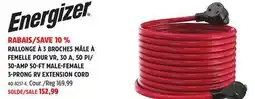 Canadian Tire ENERGIZER 30-AMP 50-FT MALE-FEMALE 3-PRONG RV EXTENSION CORD offer