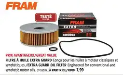 Canadian Tire FRAM EXTRA GUARD OIL FILTER offer