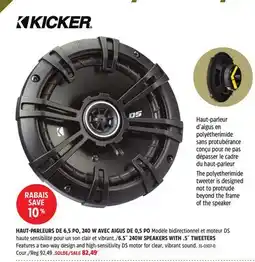 Canadian Tire KICKER 6.5˝ 240W SPEAKERS WITH .5˝ TWEETERS offer