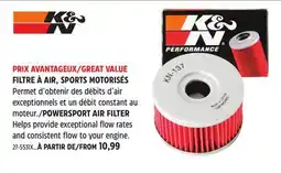 Canadian Tire K&N POWERSPORT AIR FILTER offer