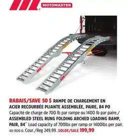 Canadian Tire MOTOMASTER ASSEMBLED STEEL RUNG FOLDING ARCHED LOADING RAMP offer