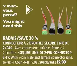 Canadian Tire ALPENA SECURE LINK DT 2-PIN CONNECTOR offer