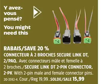 Canadian Tire ALPENA SECURE LINK DT 2-PIN CONNECTOR offer