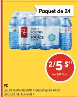 Pharmaprix PC Natural Spring Water (24 x 500 mL) offer