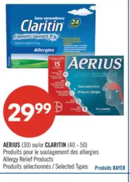 Pharmaprix AERIUS (30) or CLARITIN (40-50) offer