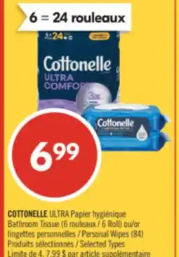 Pharmaprix COTTONELLE ULTRA Bathroom Tissue (6 Roll) or Personal Wipes (84) offer