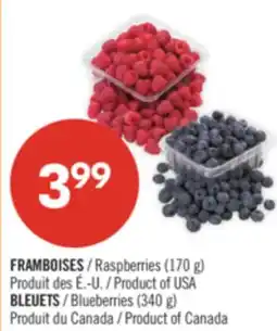 Pharmaprix Raspberries (170 g) Blueberries (340 g) offer