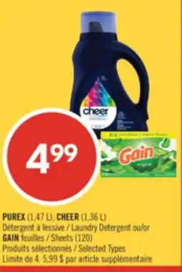 Pharmaprix PUREX (1,47 L), CHEER (1,36 L) Laundry Detergent or Laundry Detergent Sheets (120) offer