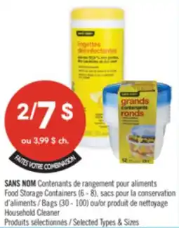 Pharmaprix NO NAME Food Storage Containers (6's – 8's), Bags (30 – 100) or Household Cleaner offer