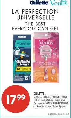 Pharmaprix GILLETTE SENSOR2 PLUS (15), DAISY CLASSIC (18) Disposable Razors or VENUS GLISSECONFORT Razor System offer