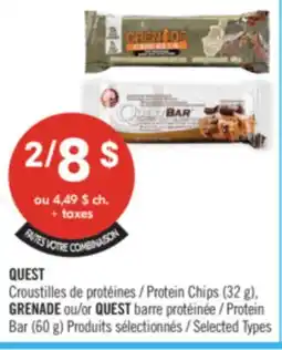 Pharmaprix QUEST Protein Chips (32 g), GRENADE or QUEST Protein Bar (60 g) offer