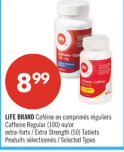 Pharmaprix LIFE BRAND Caffeine Regular (100) or Extra Strength (50) Tablets offer